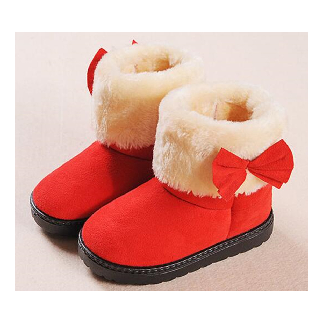 Auwer Babys Girls Toddler Fashion Cute Fur Lining Princess Warm Snow Boots