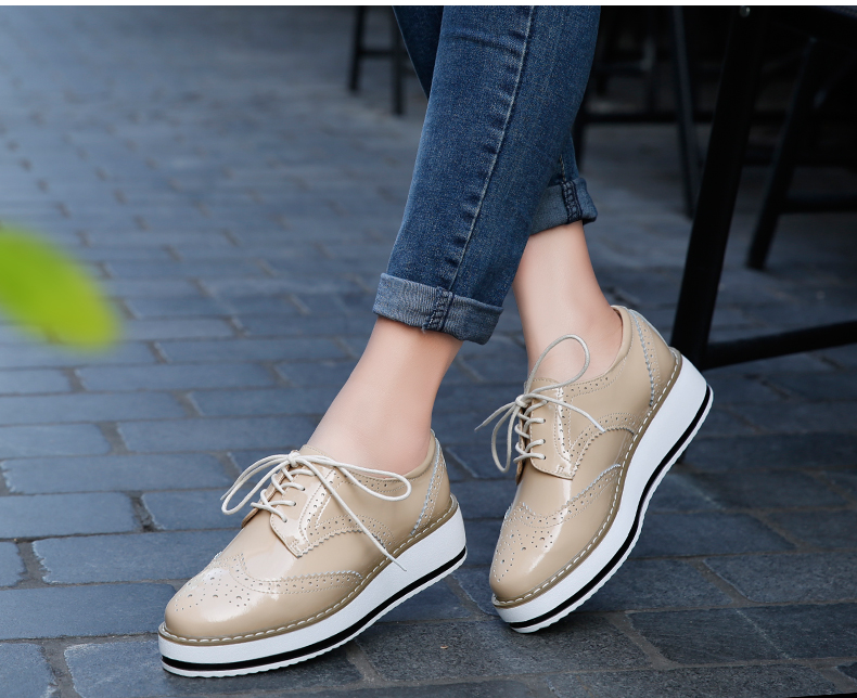 DADAWEN Women's Platform Lace-Up Wingtips Square Toe Oxfords Shoe - ShenzhenLedaWenMaoYiLimited